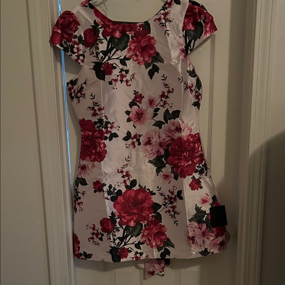 Lulu's Elegant Floral Dress in Red and White
